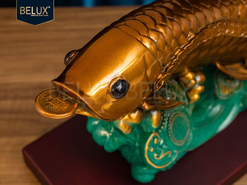 Tượng Cá Rồng bằng đồng decor 36x15x19.5cm